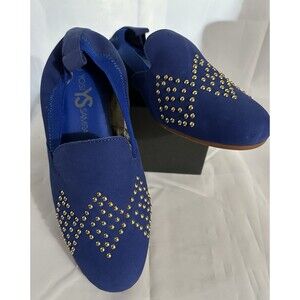 Yosi Samra Women Slip On Loafers Ariel Stud Size US 8 Royal Blue Suede Leather